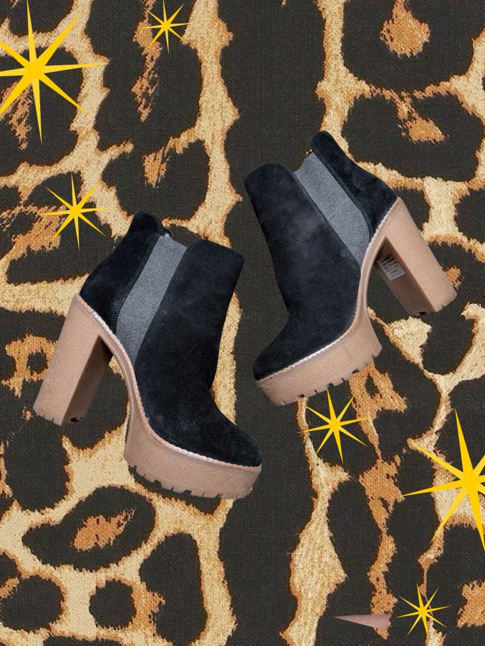 NINE WEST | Idelle 90s Grunge Y2K Boots in Black Suede w/ Platform Heel | Size 7